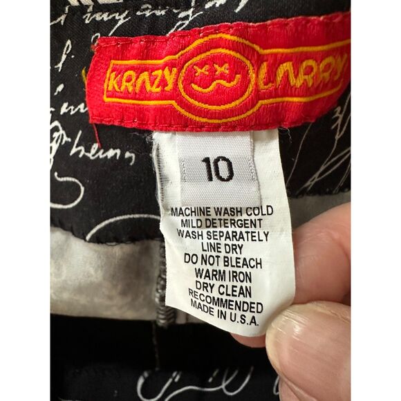 Krazy Larry Women's French News Black Pull On Stretch Ankle Pants, Size 10 - Picture 2 of 4